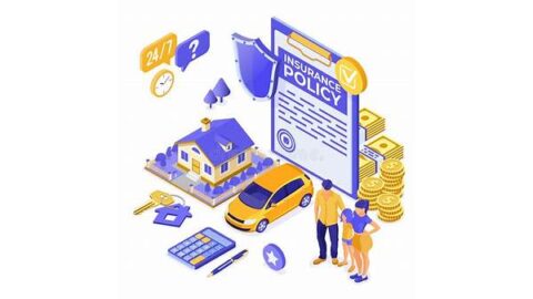 A visual representation of a house, car, and family protected by a shield, symbolizing comprehensive insurance coverage.