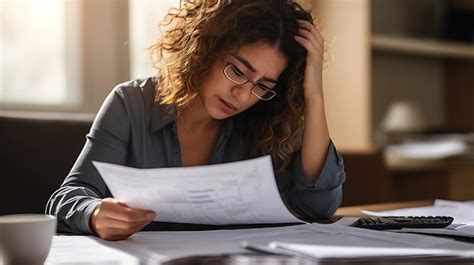 Stressed person looking at a pile of bills