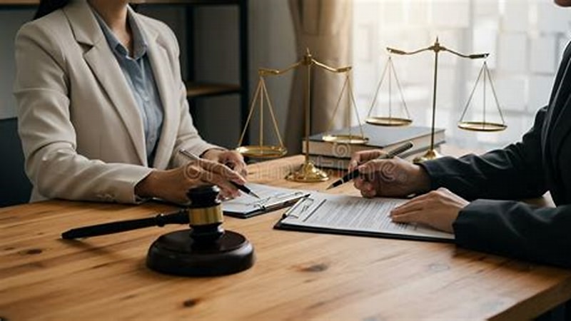 Legal scales of justice with a lawyer consulting a client