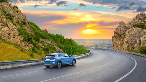 Car driving on open road for leisure