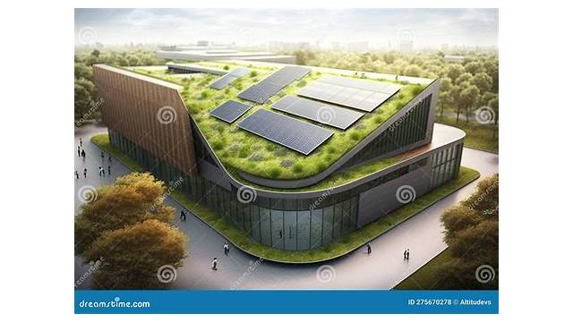 Green factory with solar panels on roof